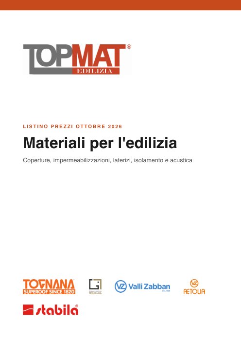 Copertina Listino TOPMAT Ottobre 2026
